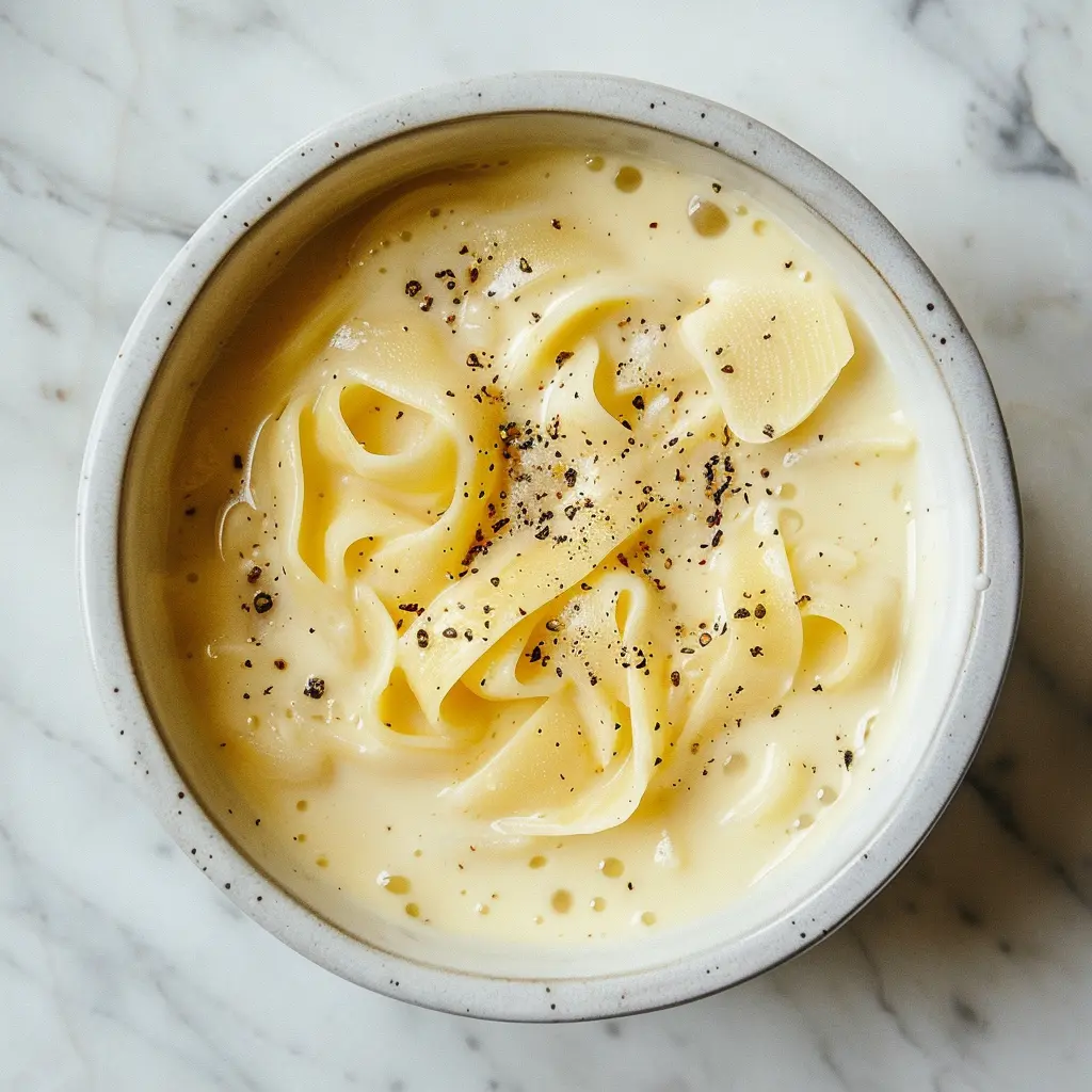 Creating the Silky Cheese Sauce for Air Fryer Cacio e Pepe Pasta