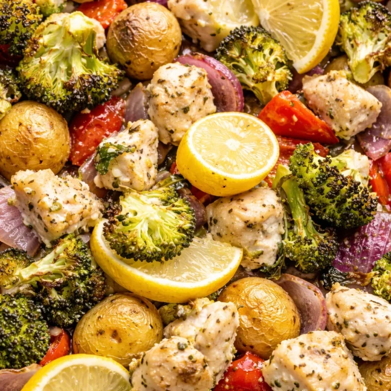 Delicious sheet pan chicken with colorful vegetables for a quick dinner.