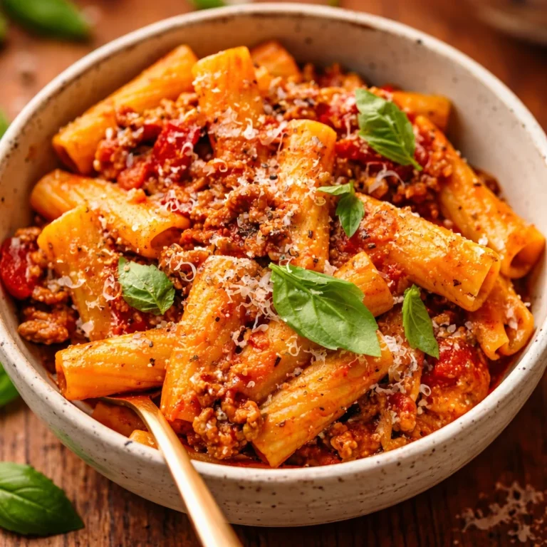 Delicious one pot pasta recipe with fresh ingredients cooking in one pan.