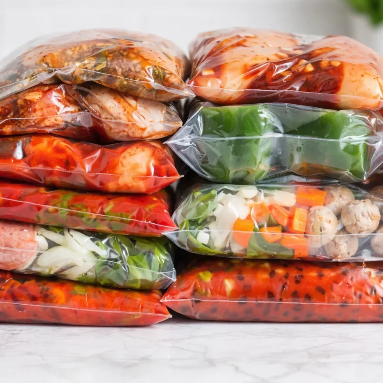 Healthy freezer meals prepared with simple recipes for busy families.