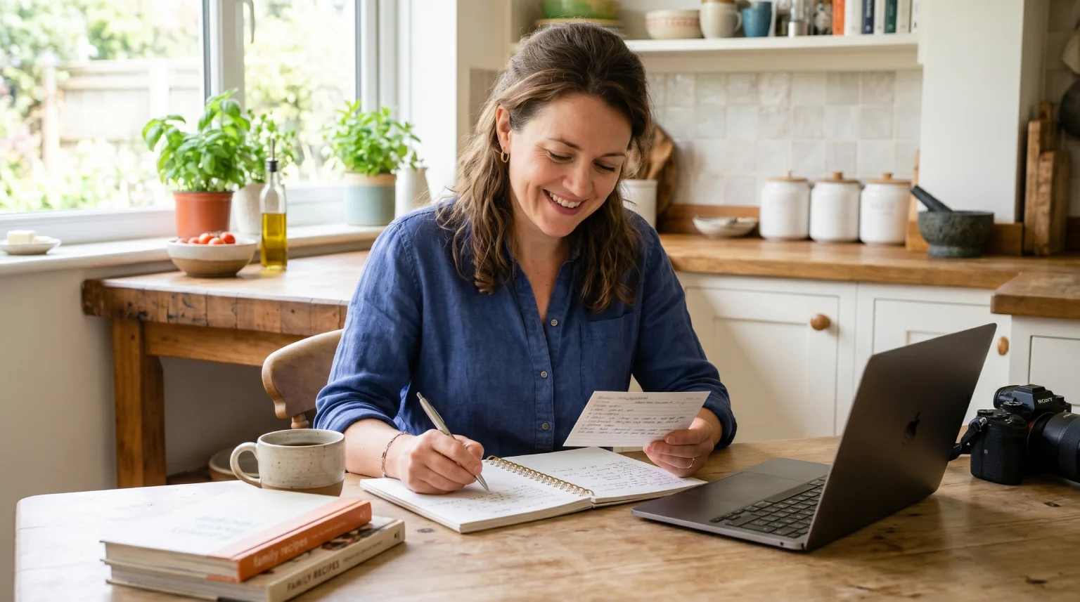 Emma Parker cooking in her family kitchen with her daughter Lily